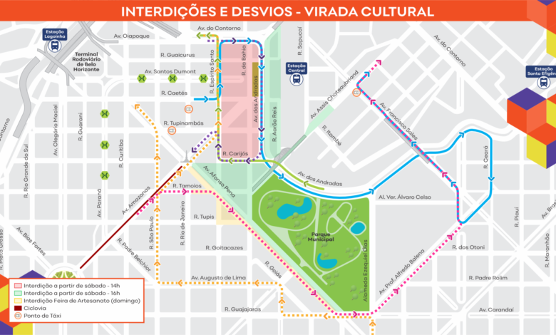 Alterações no trânsito do Centro de BH para a Virada Cultural começam nesta sexta-feira (22)