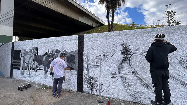 Colorindo Venda Nova chega aos muros do viaduto da Vilarinho