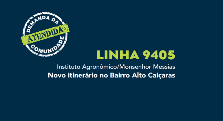 Itinerário da linha de ônibus 9405 será ampliado a partir desta quarta-feira (1º)