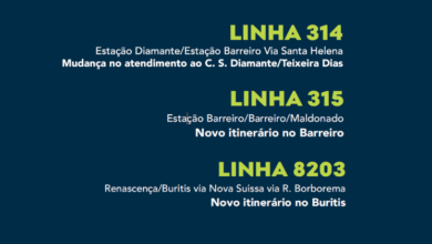 Linhas de ônibus 314, 315 e 8203 terão novos itinerários a partir desta segunda-feira (29)