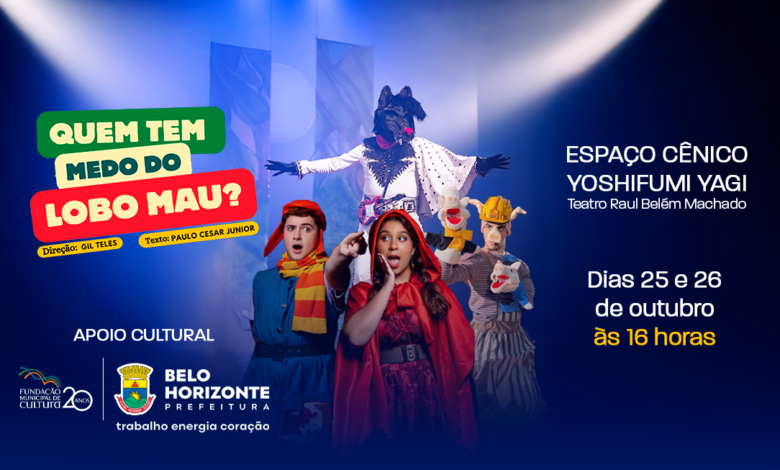 Teatro Raul Belém Machado recebe espetáculo com personagens clássicos infantis